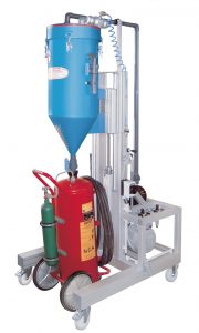 Máquina para la recarga de extintores de polvo con potente bomba de vacío PFF-SUMATIC-V 100/50