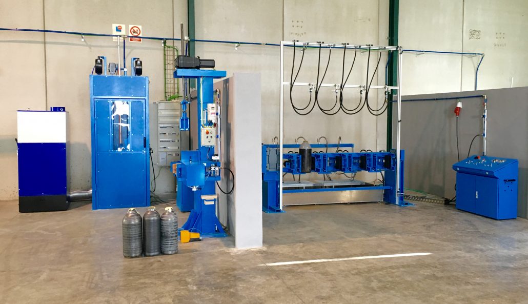 Máquinas para el mantenimiento de botellas de gases industriales